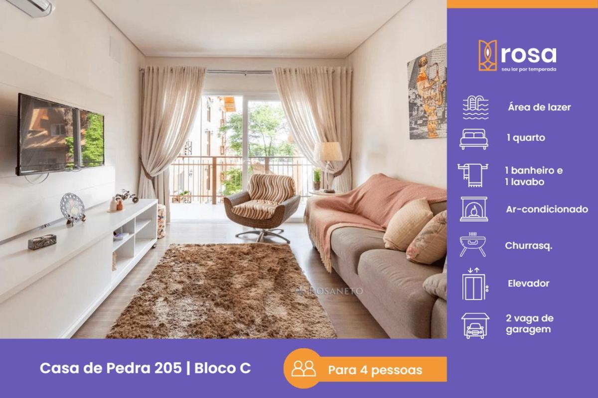 Rosa Edificio Casa De Pedra Apartment Gramado Ngoại thất bức ảnh