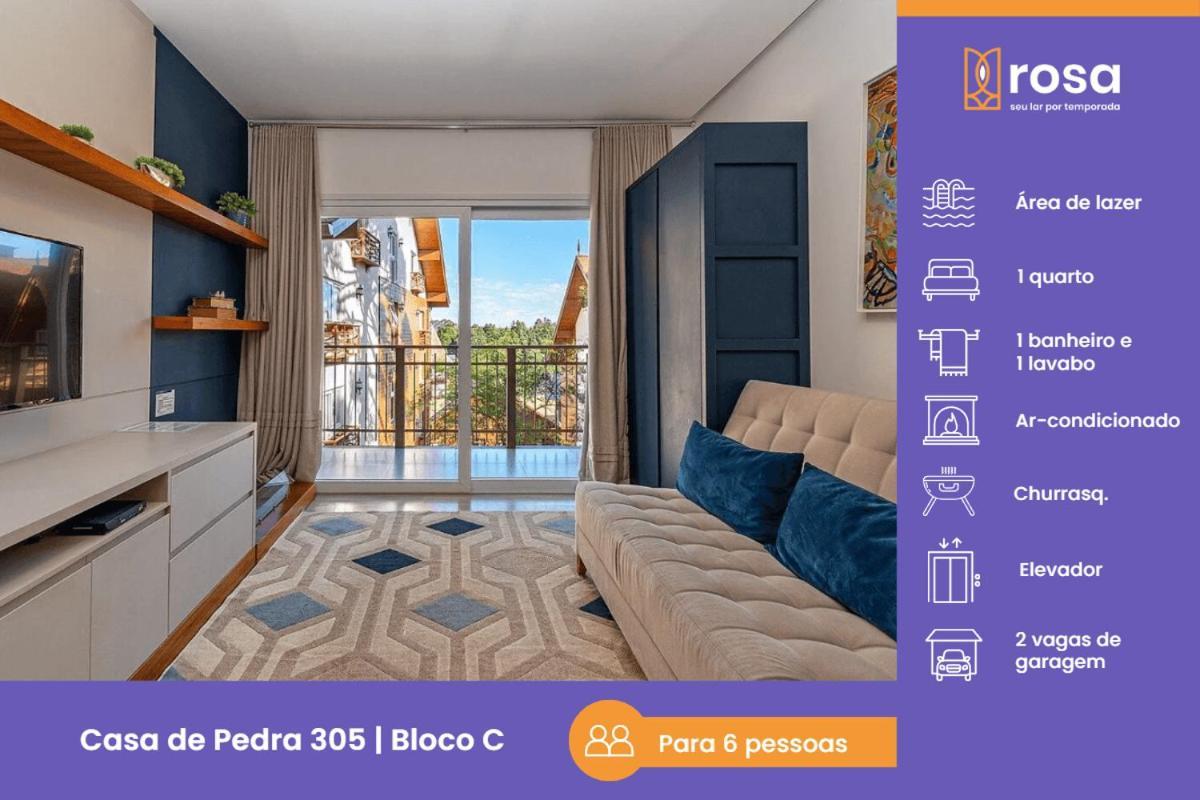 Rosa Edificio Casa De Pedra Apartment Gramado Ngoại thất bức ảnh